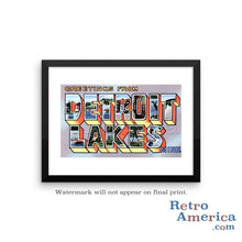 Greetings from Detroit Lakes Minnesota MN Postcard Framed Wall Art