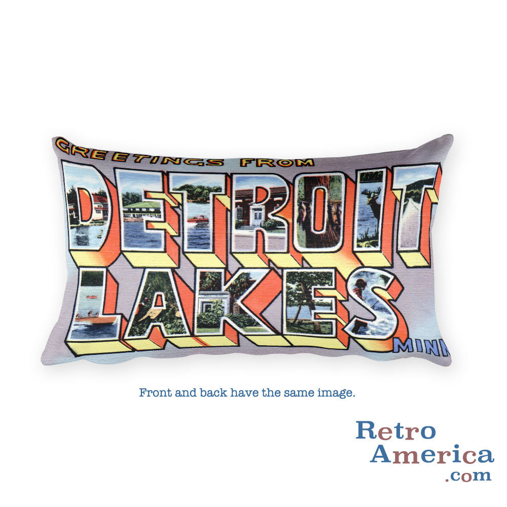 Greetings from Detroit Lakes Minnesota Throw Pillow