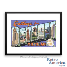 Greetings from Detroit Michigan MI 1 Postcard Framed Wall Art
