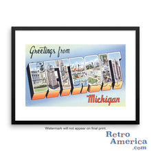 Greetings from Detroit Michigan MI 2 Postcard Framed Wall Art