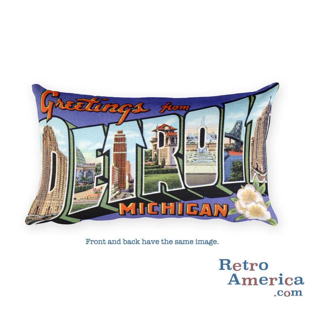 Greetings from Detroit Michigan Throw Pillow 1