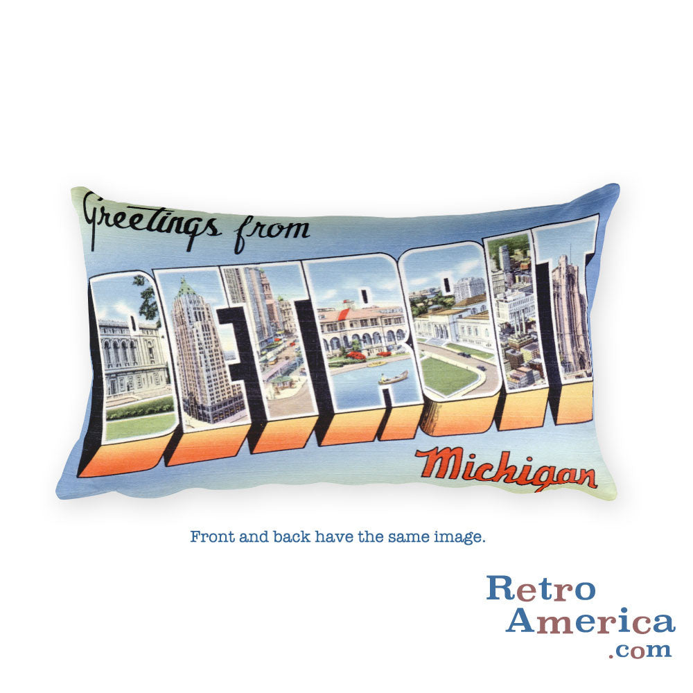 Greetings from Detroit Michigan Throw Pillow 2