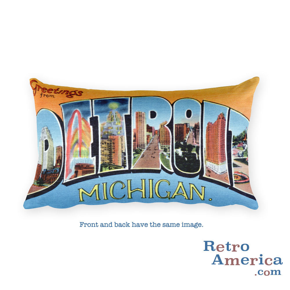 Greetings from Detroit Michigan Throw Pillow 3