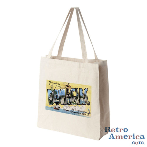 Greetings from Dowagiac Michigan MI Postcard Tote Bag