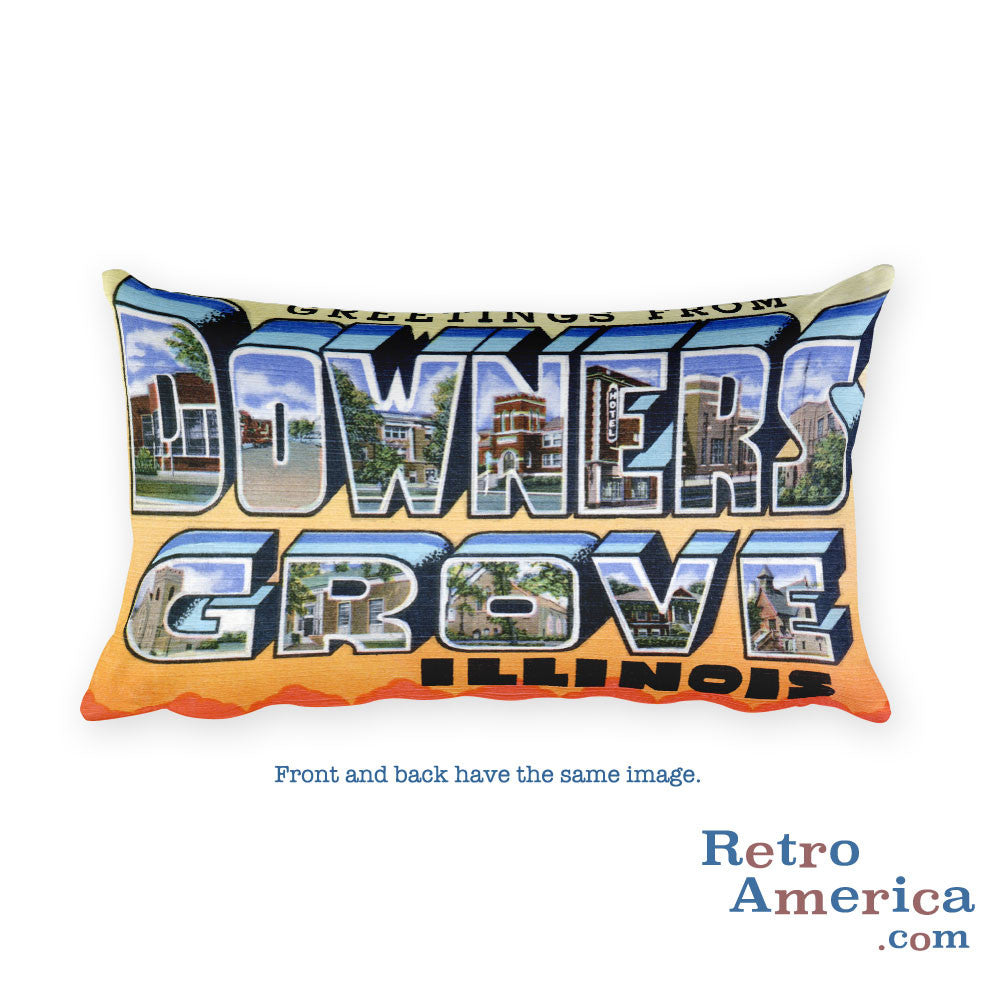 Greetings from Downers Grove Illinois Throw Pillow