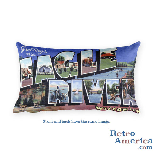 Greetings from Eagle River Wisconsin Throw Pillow