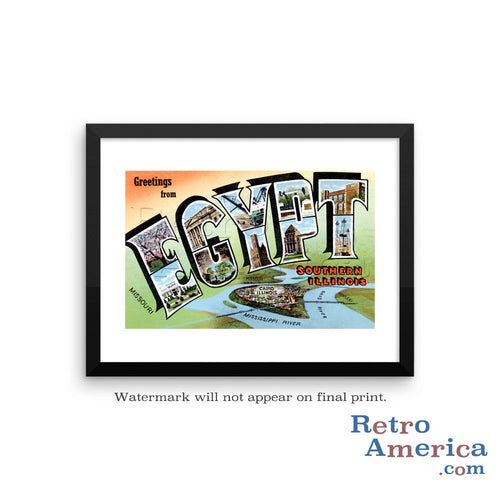 Greetings from Egypt Illinois IL Postcard Framed Wall Art