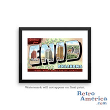 Greetings from Enid Oklahoma OK Postcard Framed Wall Art