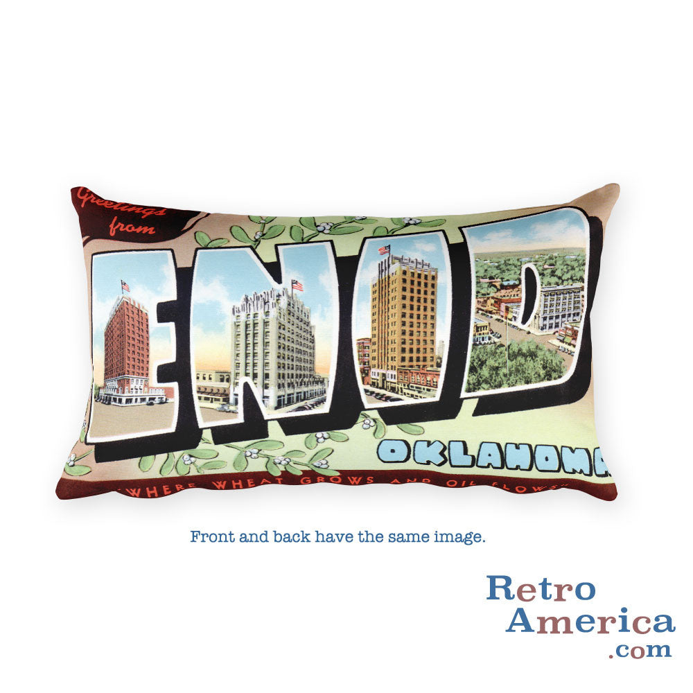Greetings from Enid Oklahoma Throw Pillow