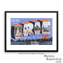 Greetings from Erie Pennsylvania PA Postcard Framed Wall Art