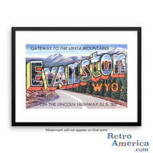 Greetings from Evanston Wyoming WY Postcard Framed Wall Art