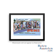 Greetings from Excelsior Springs Missouri MO Postcard Framed Wall Art