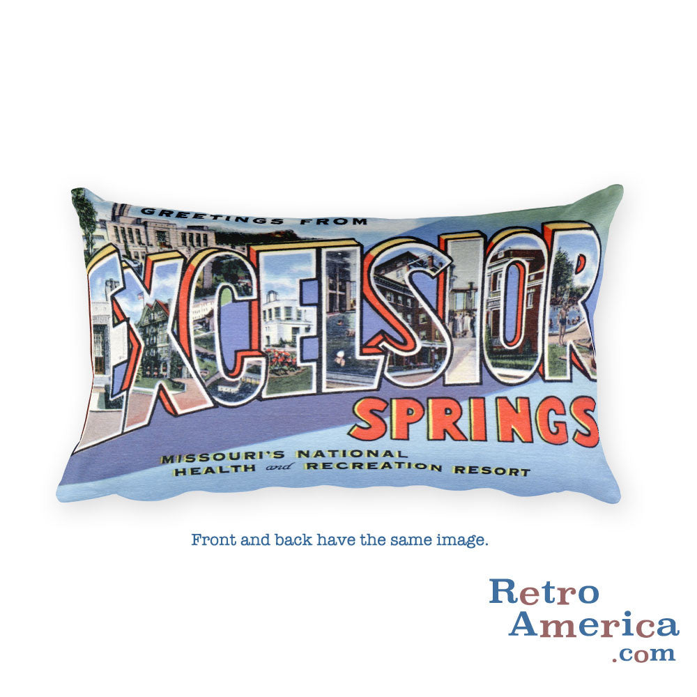 Greetings from Excelsior Springs Missouri Throw Pillow