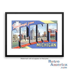 Greetings from Flint Michigan MI Postcard Framed Wall Art