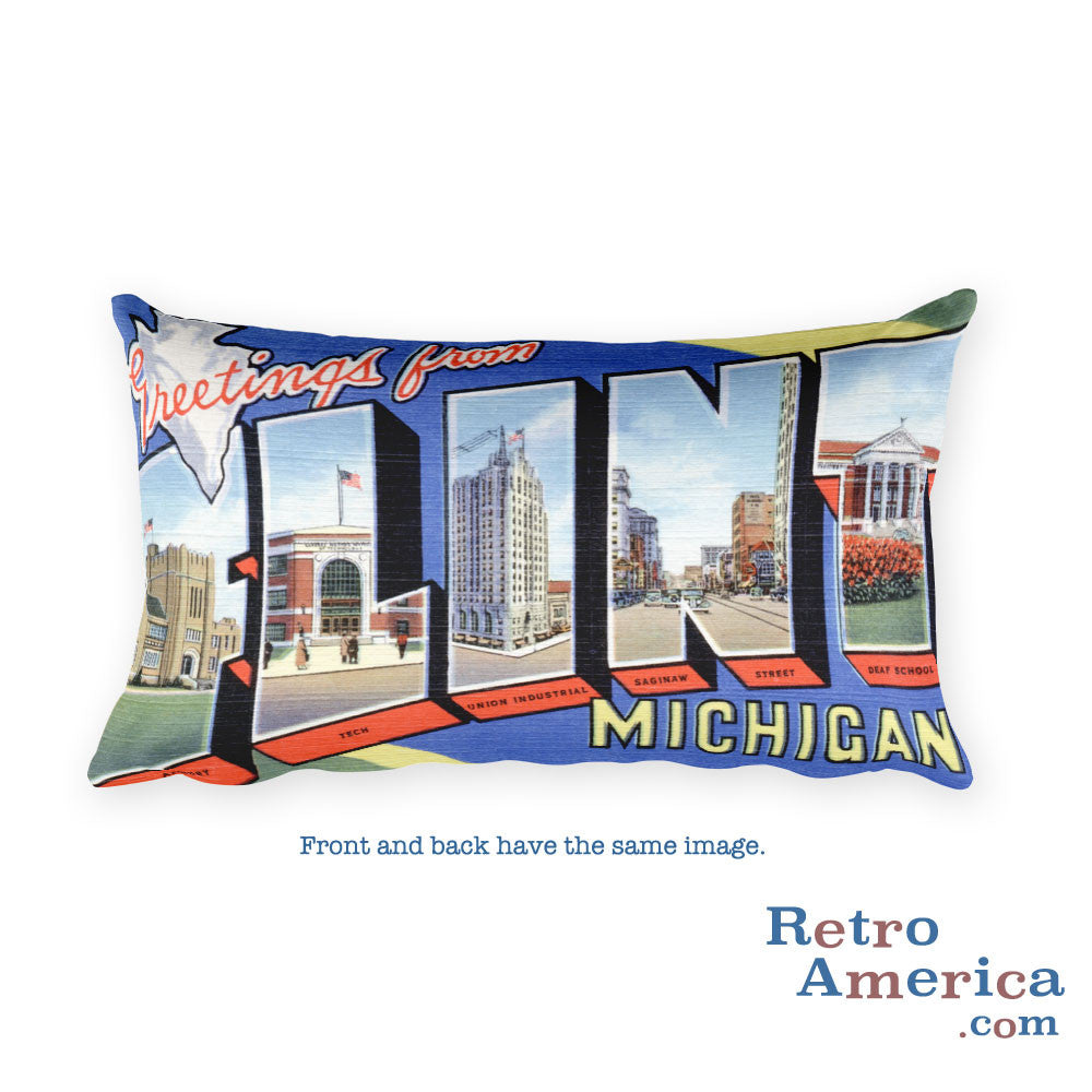 Greetings from Flint Michigan Throw Pillow