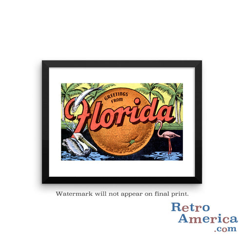Greetings from Florida FL 2 Postcard Framed Wall Art