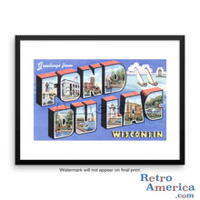 Greetings from Fond Du Lac Wisconsin WI Postcard Framed Wall Art