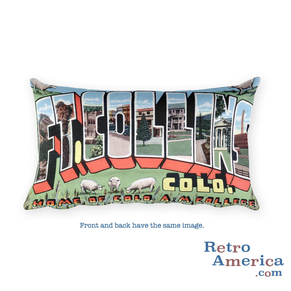 Greetings from Fort Collins Colorado Throw Pillow