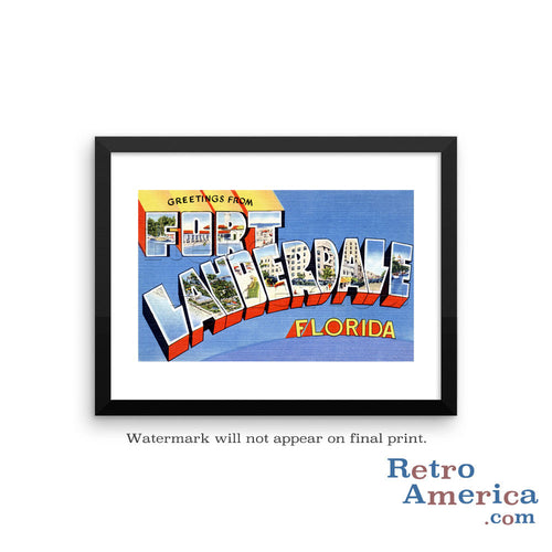 Greetings from Fort Lauderdale Florida FL 1 Postcard Framed Wall Art