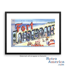 Greetings from Fort Lauderdale Florida FL 2 Postcard Framed Wall Art