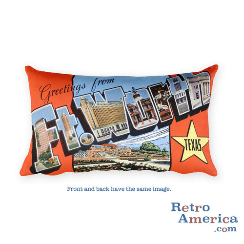 Greetings from Fort Worth Texas Throw Pillow