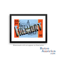 Greetings from Fremont Ohio OH Postcard Framed Wall Art