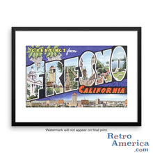 Greetings from Fresno California CA Postcard Framed Wall Art