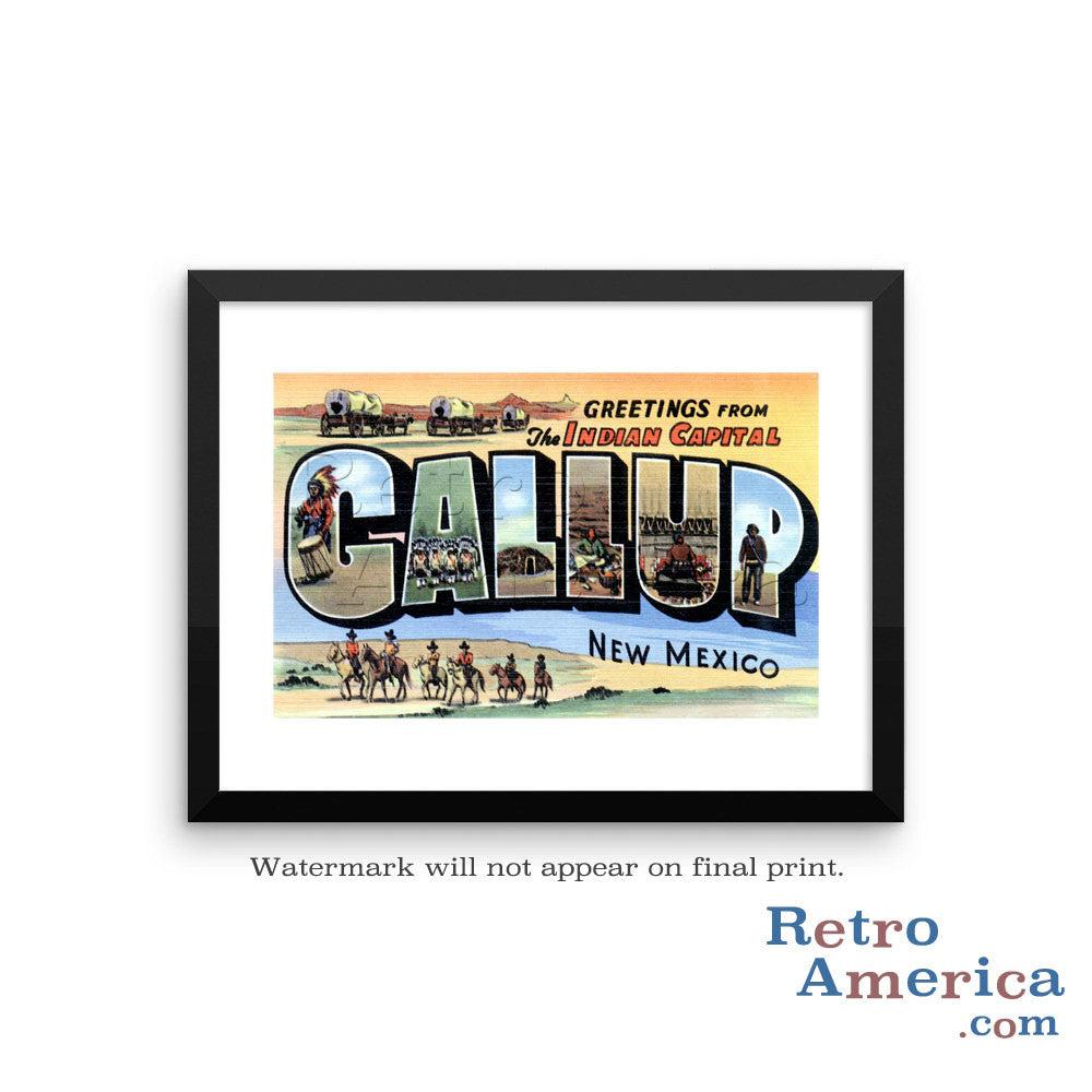 Greetings from Gallup New Mexico NM Postcard Framed Wall Art