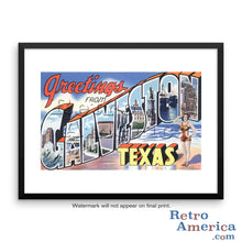 Greetings from Galveston Texas TX Postcard Framed Wall Art