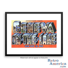 Greetings from Geneva On The Lake Ohio OH Postcard Framed Wall Art