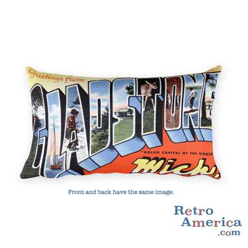 Greetings from Gladstone Michigan Throw Pillow
