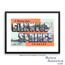 Greetings from Glenwood Springs Colorado CO Postcard Framed Wall Art