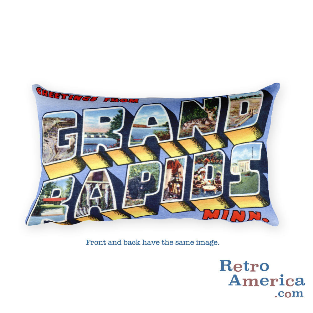 Greetings from Grand Rapids Minnesota Throw Pillow