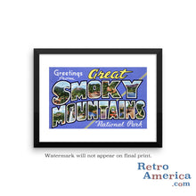 Greetings from Great Smoky Mountains Tennessee TN 1 Postcard Framed Wall Art