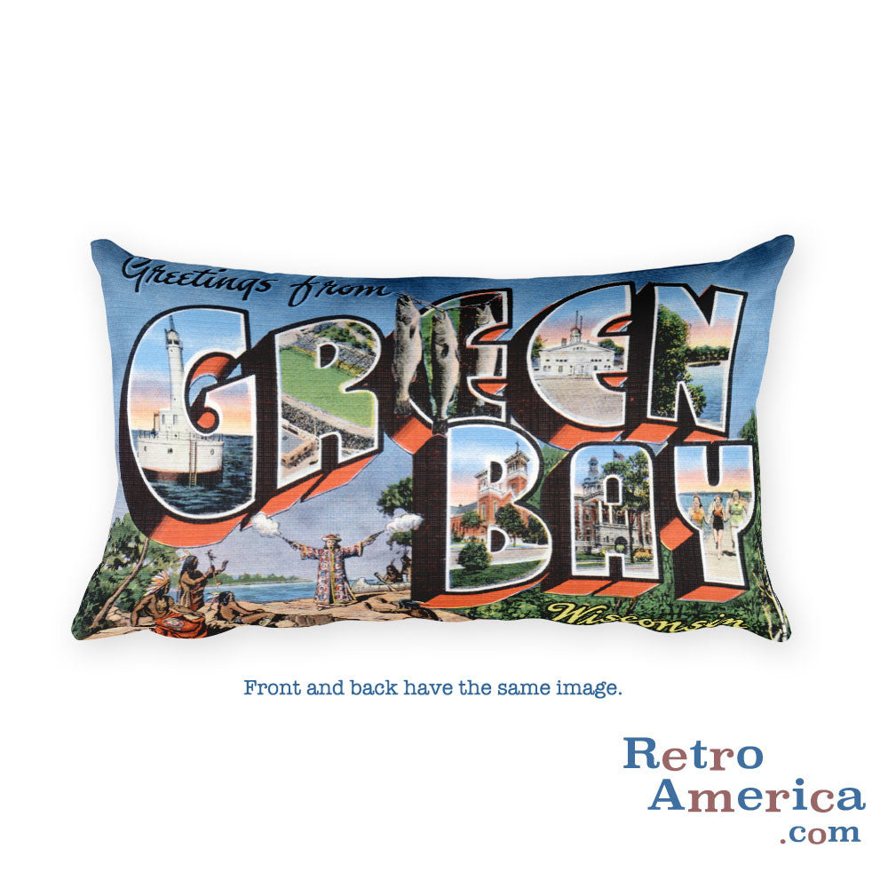 Greetings from Green Bay Wisconsin Throw Pillow