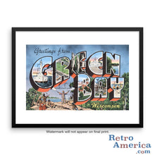 Greetings from Green Bay Wisconsin WI Postcard Framed Wall Art