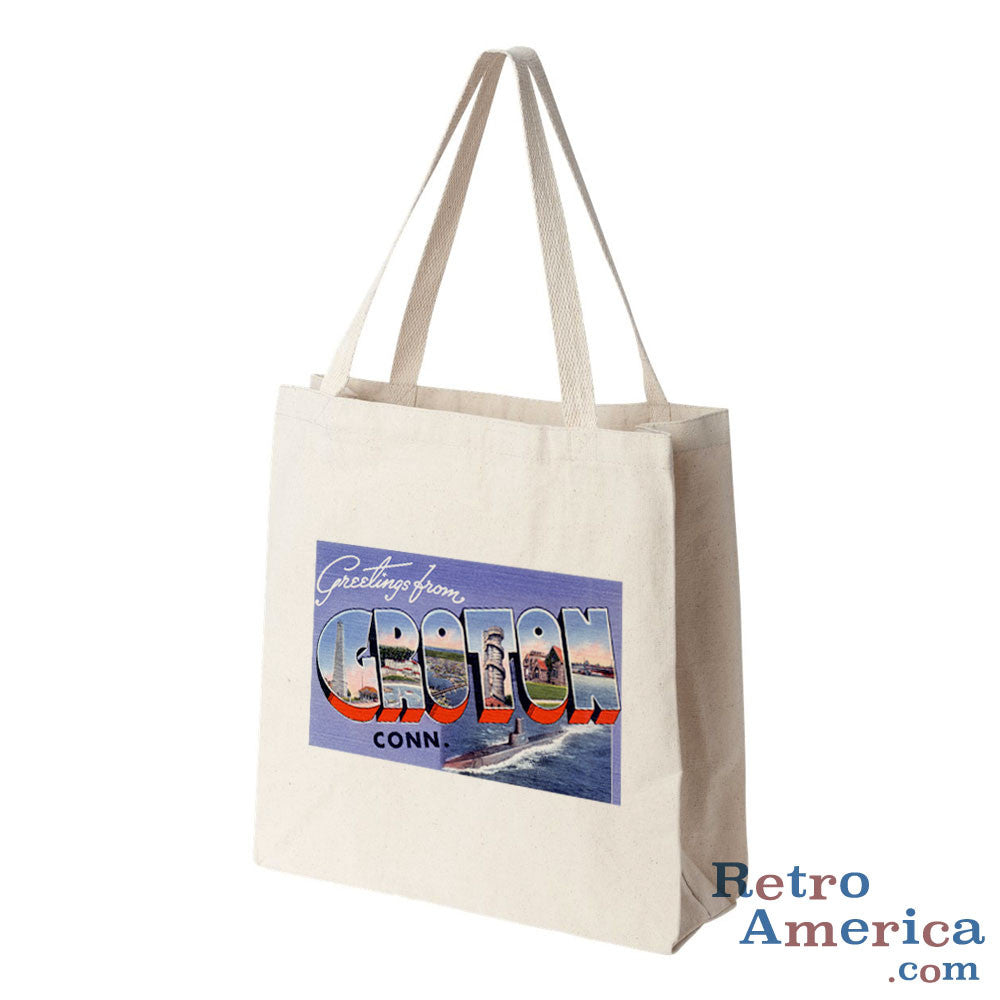 Greetings from Groton Connecticut CT Postcard Tote Bag