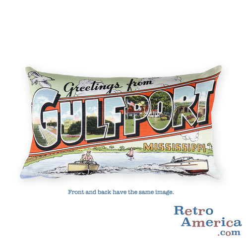 Greetings from Gulfport Mississippi Throw Pillow