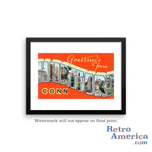 Greetings from Hartford Connecticut CT Postcard Framed Wall Art