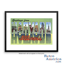Greetings from Harvard Illinois IL Postcard Framed Wall Art