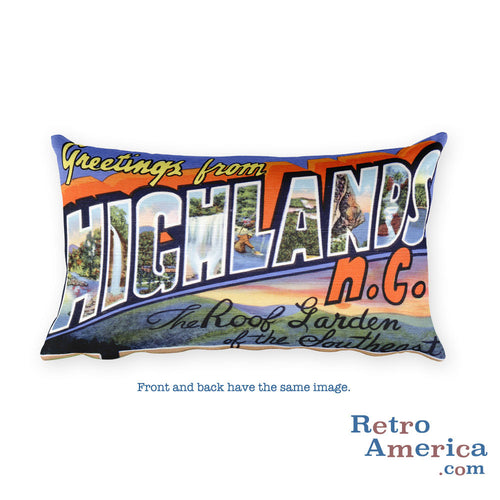 Greetings from Highlands North Carolina Throw Pillow