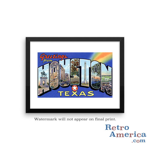 Greetings from Houston Texas TX 2 Postcard Framed Wall Art