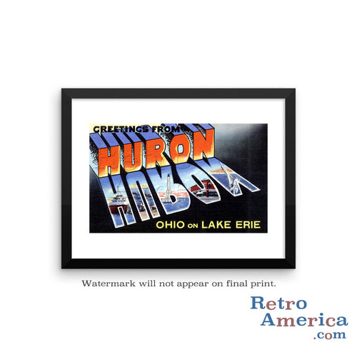 Greetings from Huron Ohio OH Postcard Framed Wall Art