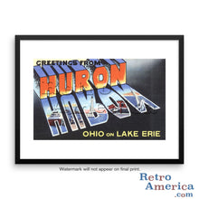 Greetings from Huron Ohio OH Postcard Framed Wall Art