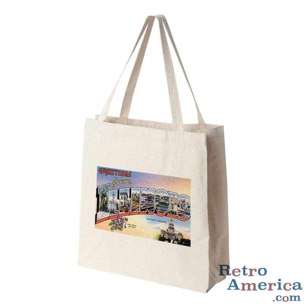 Greetings from Illinois IL 1 Postcard Tote Bag