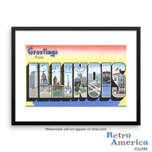 Greetings from Illinois IL 2 Postcard Framed Wall Art