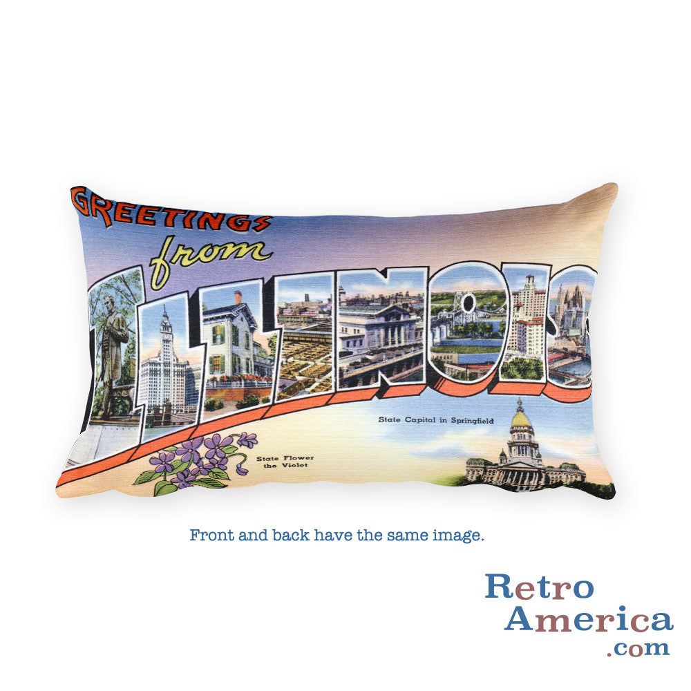 Greetings from Illinois Throw Pillow 1