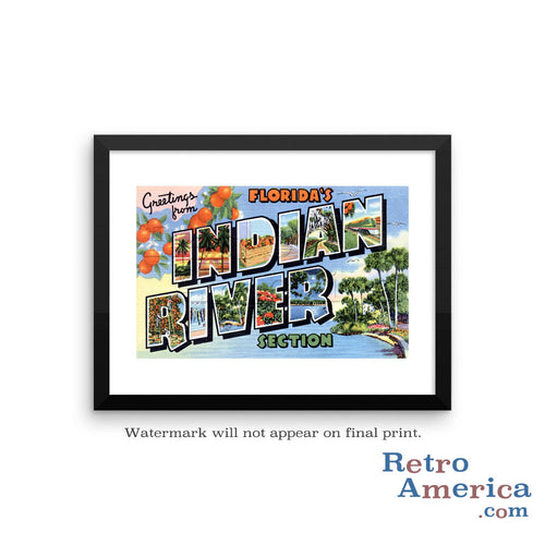Greetings from Indian River Florida FL Postcard Framed Wall Art
