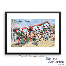 Greetings from Indiana IN 2 Postcard Framed Wall Art