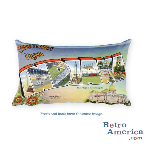 Greetings from Indiana Throw Pillow 1